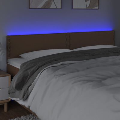 vidaXL Tête de lit à LED Marron 180x5x78/88 cm Similicuir