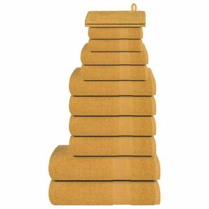 vidaXL Ensemble de serviettes FROGN 12 pcs dor&eacute; 360 g/m&sup2;