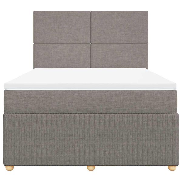 vidaXL Sommier &agrave; lattes de lit avec matelas Taupe 160x200 cm Tissu