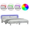 vidaXL Cadre de lit avec LED sans matelas gris b&eacute;ton 160x200 cm