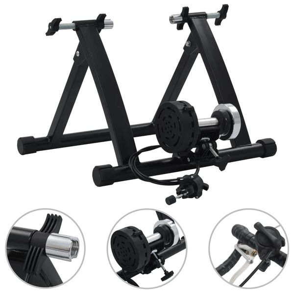 vidaXL Support à rouleau pour vélo d'appartement 26po-28po Acier Noir