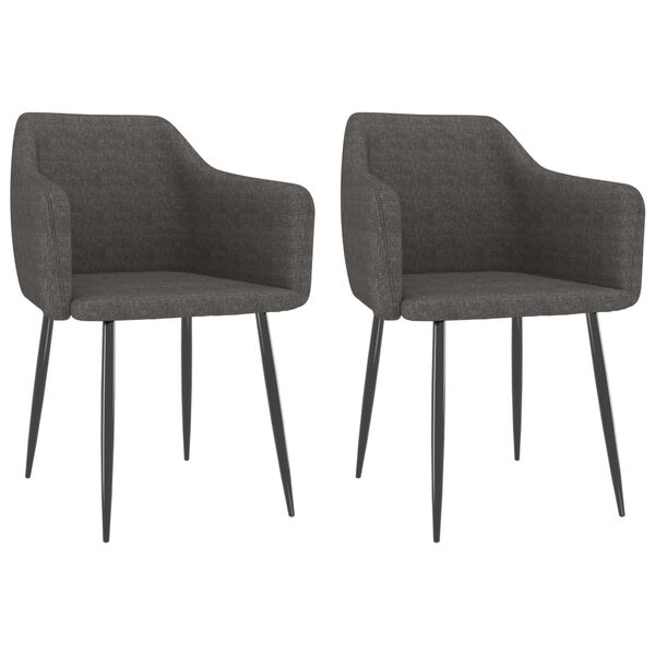 vidaXL Chaises &agrave; manger lot de 2 gris fonc&eacute; tissu