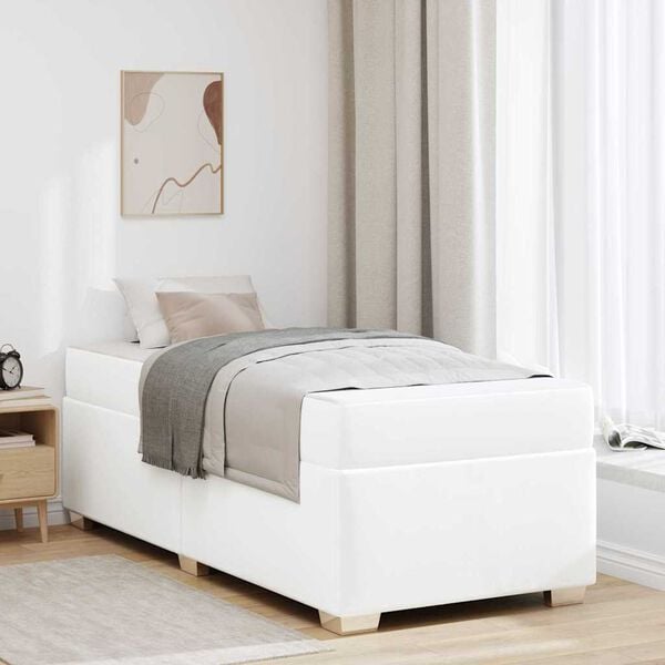 vidaXL Cadre de lit avec matelas Blanc 80 x 200 cm tissu