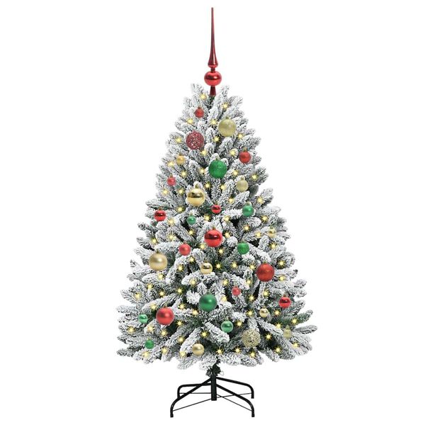 vidaXL Sapin de Noël artificiel Vert et blanc 120 cm PVC et métal
