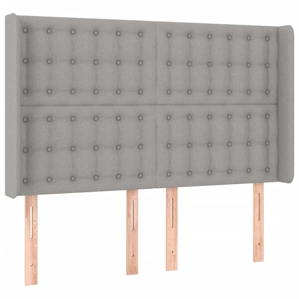 vidaXL T&ecirc;te de lit &agrave; LED Gris clair 147x16x118/128 cm Tissu