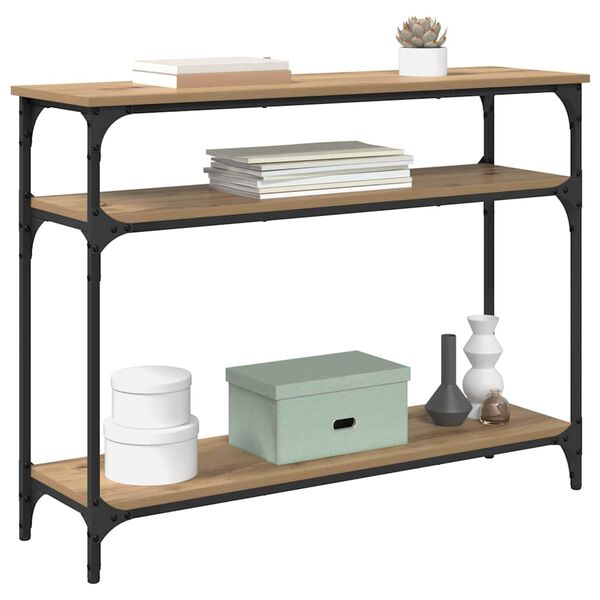 vidaXL Table console avec &eacute;tag&egrave;re Ch&ecirc;ne artisanal 100 x 29 x 75 cm