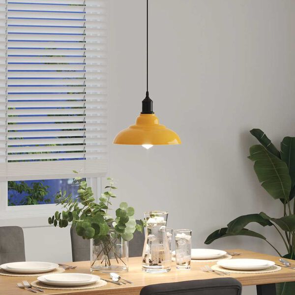 vidaXL Lampe suspendue réglable hauteur E27 jaune brillant Ø31cm métal