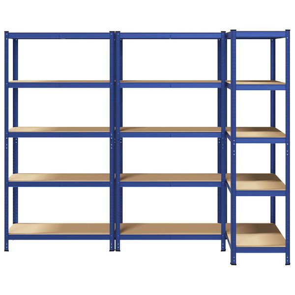 vidaXL &Eacute;tag&egrave;res de rangement &agrave; 5 niveaux 3 pcs Bleu