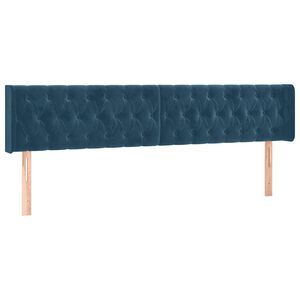 vidaXL T&ecirc;tes de lit Bleu fonc&eacute; 180 x 7 x 78/88 cm Velours