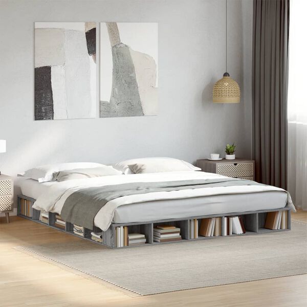 vidaXL Cadre de lit sans matelas sonoma gris 180x200 cm