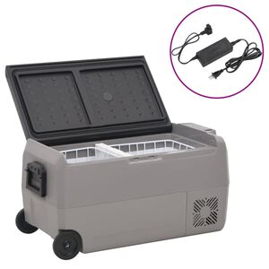 vidaXL Glaci&egrave;re avec roue et adaptateur noir et gris 50 L PP et PE