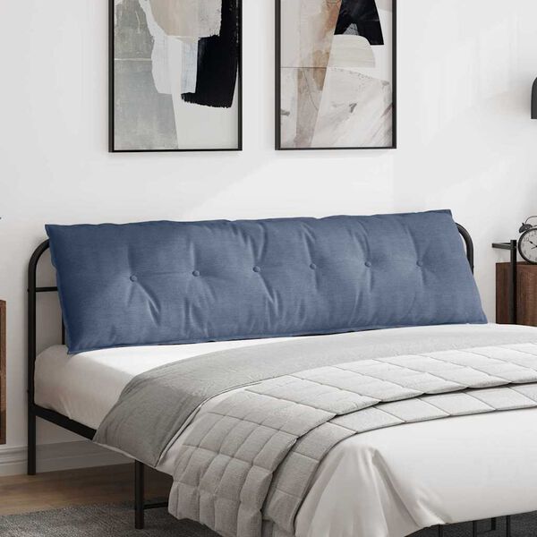 vidaXL Coussin de Dos Bleu 180 x 50 cm Tissu en velours c&ocirc;tel&eacute;