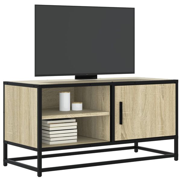 vidaXL Meuble TV ch&ecirc;ne sonoma 80x34,5x40 cm bois d'ing&eacute;nierie et m&eacute;tal