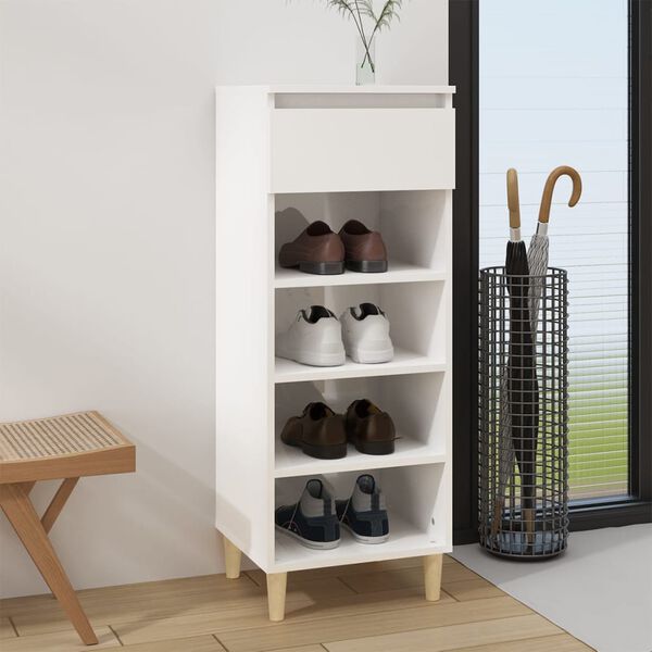 vidaXL Armoire &agrave; chaussures Blanc brillant 40x36x105cm Bois ing&eacute;nierie