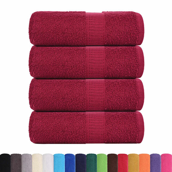vidaXL Serviettes de toilette FROGN 4 pi&egrave;ces Bordeaux 30x30 cm 360 g/m&sup2;
