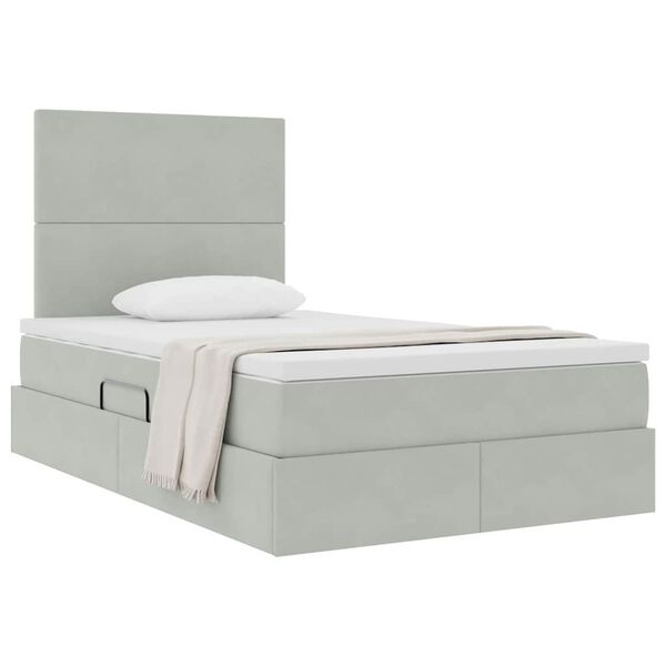 vidaXL Lit avec rangement et matelas Gris clair 120 x 200 cm Velours