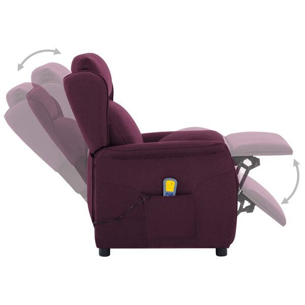 vidaXL Fauteuil &eacute;lectrique de massage Violet Tissu