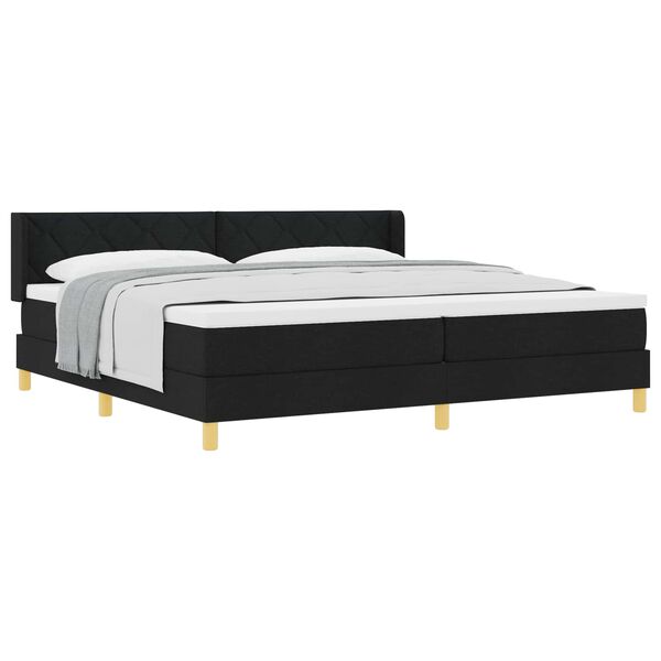 vidaXL Lit &agrave; ressorts avec matelas Noir 200 x 200 cm tissu