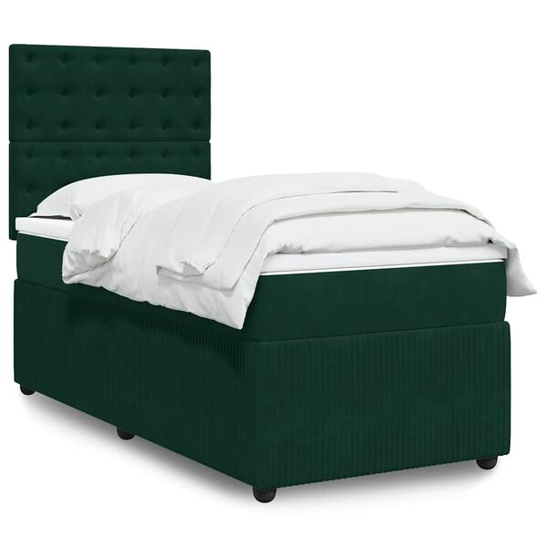vidaXL Sommier &agrave; lattes de lit avec matelas Vert fonc&eacute; 90x190 cm
