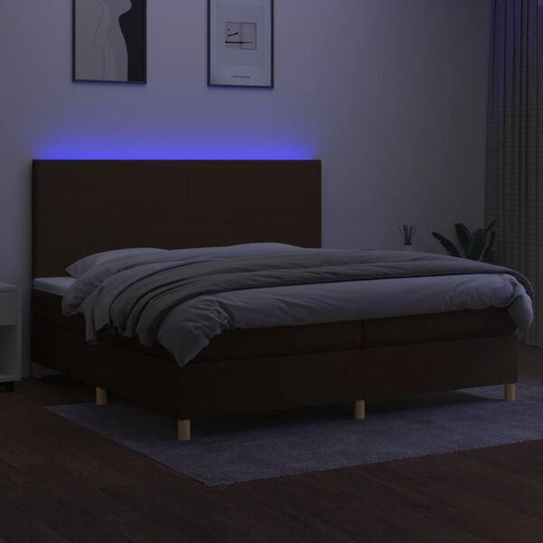 vidaXL Sommier à lattes de lit matelas et LED Marron foncé 200x200 cm