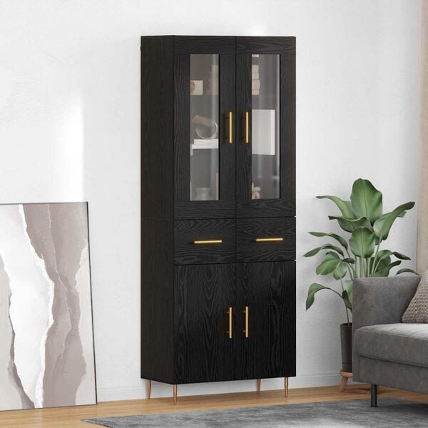vidaXL Haut Armoire avec tiroir 2 pcs Ch&ecirc;ne noir Bois d'ing&eacute;nierie
