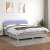 vidaXL Sommier &agrave; lattes de lit matelas LED Gris clair 160x200 cm Tissu