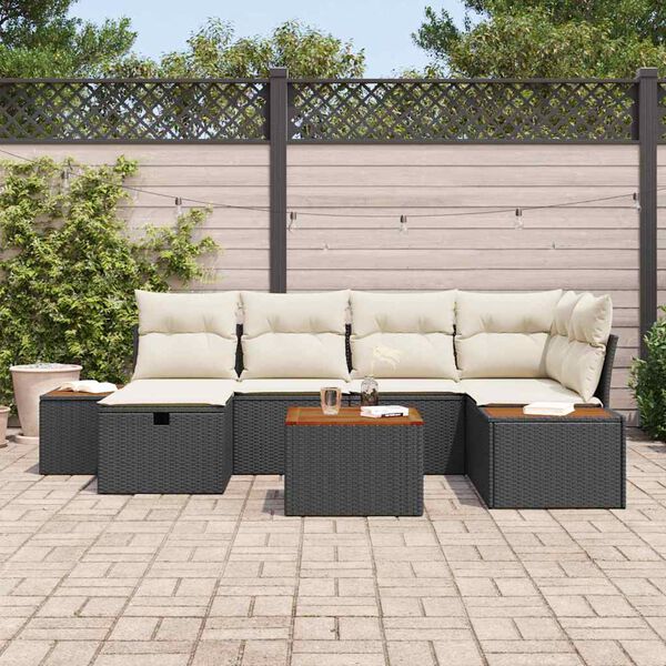 vidaXL Ensemble de canap&eacute; de jardin 7 pcs Noir 55 x 62 x 69 cm