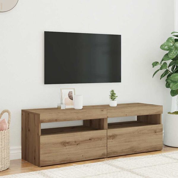 vidaXL Meubles TV avec lumières LED 2 pcs chêne artisanal