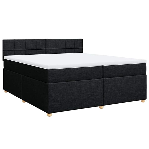 vidaXL Sommier &agrave; lattes de lit avec matelas Noir 200x200 cm Tissu