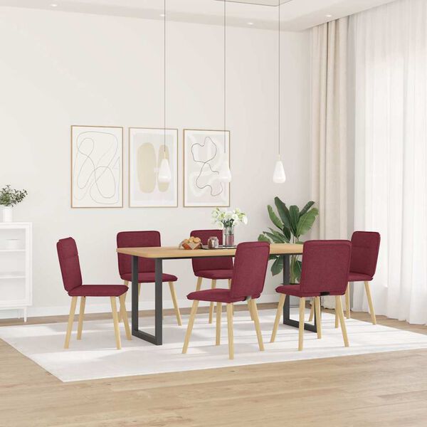 vidaXL Chaises &agrave; manger lot de 6 rouge bordeaux tissu