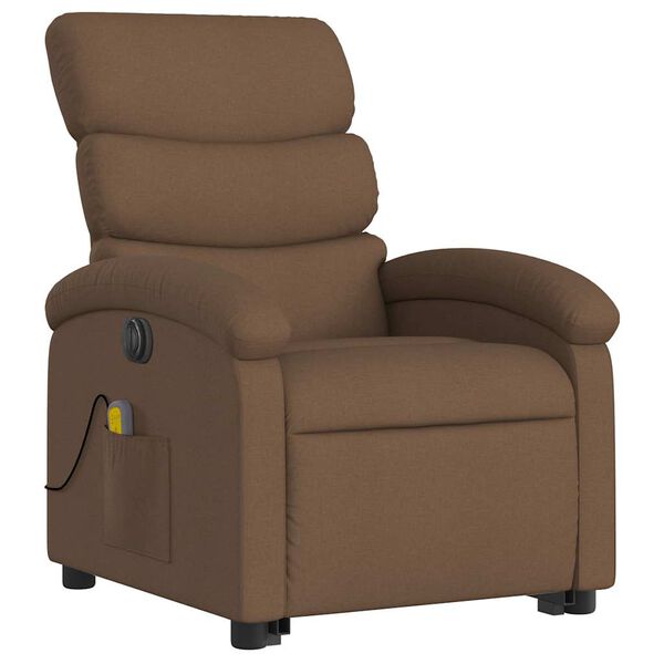 vidaXL Fauteuil inclinable de massage &eacute;lectrique Marron Tissu