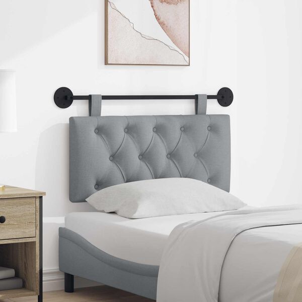 vidaXL T&ecirc;te de lit suspendue Gris clair 100 x 55 x 7 cm tissu