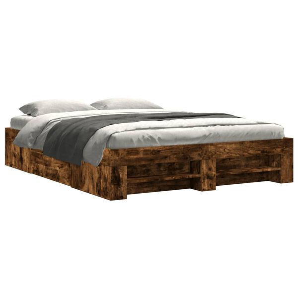 vidaXL Cadre de lit sans matelas ch&ecirc;ne fum&eacute; 160x200 cm bois ing&eacute;nierie