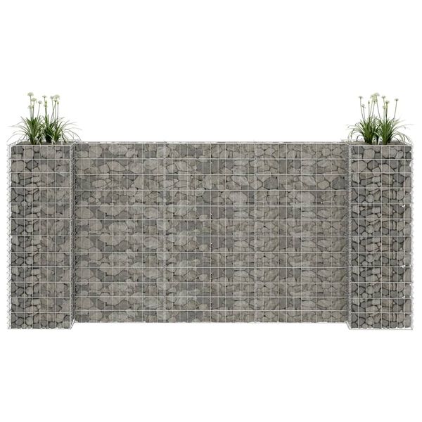 vidaXL Jardinière à gabion en H Fil d'acier 260x40x120 cm