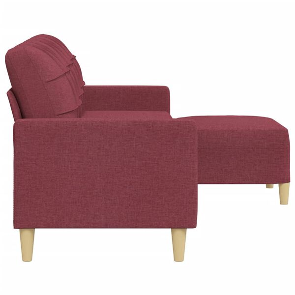vidaXL Canap&eacute; &agrave; 3 places avec repose-pieds Rouge bordeaux 210 cm Tissu