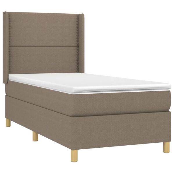 vidaXL Sommier à lattes de lit matelas et LED Taupe 80x200cm Tissu