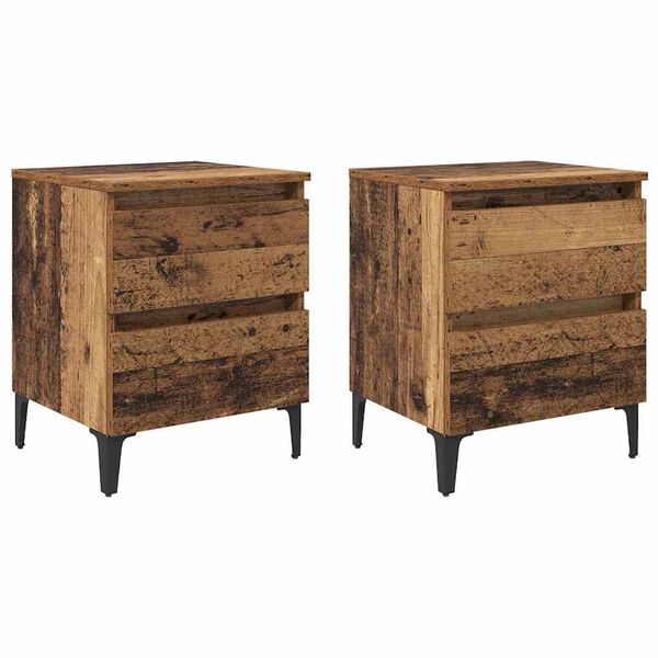 vidaXL Cabinet de chevet 2 pcs Bois ancien 40 x 35 x 50 cm