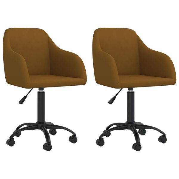 vidaXL Chaises pivotantes &agrave; manger lot de 2 marron velours