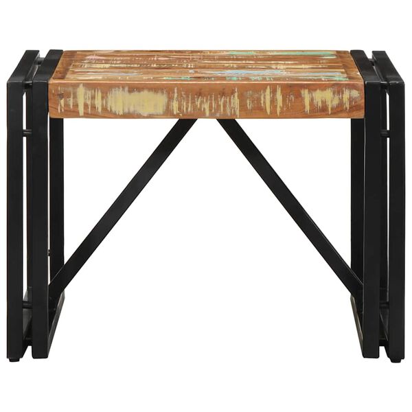 vidaXL Table basse multicolore 50x50x35 cm bois de r&eacute;cup&eacute;ration massif