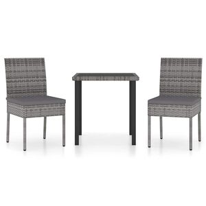 vidaXL Ensemble &agrave; manger de jardin 3 pcs R&eacute;sine tress&eacute;e Gris