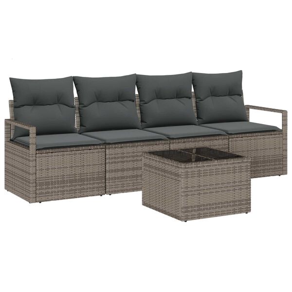 vidaXL Ensemble de canap&eacute; de jardin 5 pcs Gris 55 x 55 x 37 cm