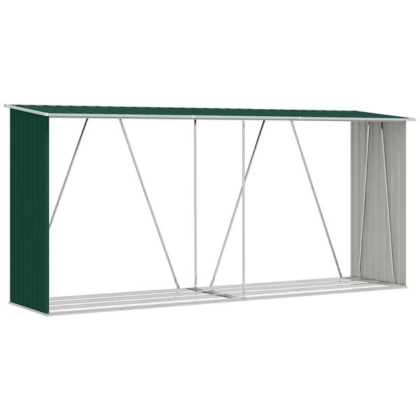 vidaXL Abri de stockage de bois Acier galvanis&eacute; 330x84x152 cm Vert