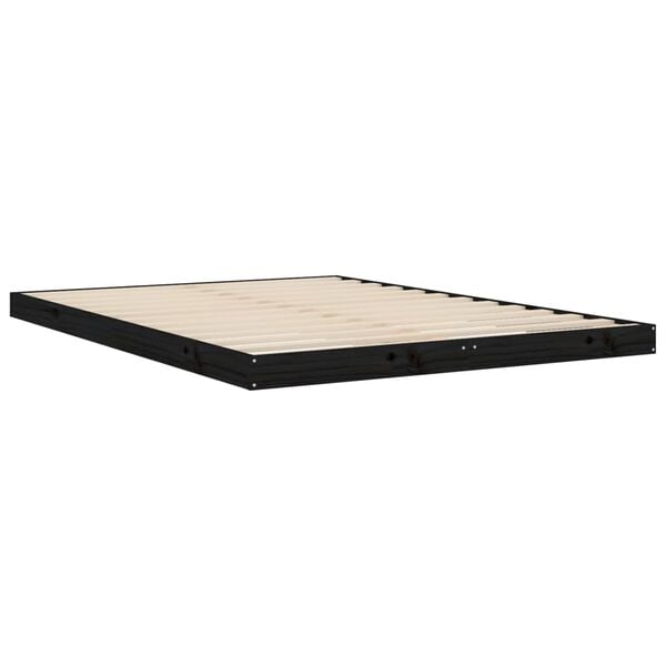 vidaXL Cadre de lit sans matelas noir 135x190 cm bois de pin massif