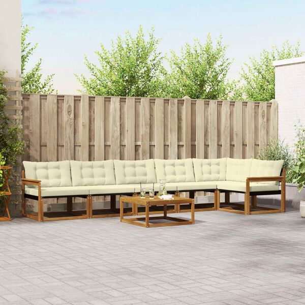 vidaXL Ensemble de canap&eacute;s d'ext&eacute;rieur 7 pcs Naturel et Cr&egrave;me