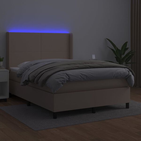 vidaXL Sommier &agrave; lattes de lit matelas LED Cappuccino 140x200 cm