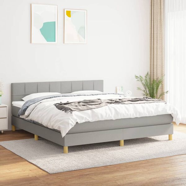vidaXL Sommier &agrave; lattes de lit avec matelas Gris clair 180x200cm Tissu