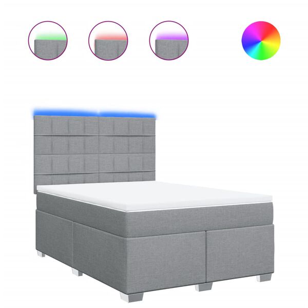 vidaXL Sommier &agrave; lattes de lit avec matelas Gris clair 140x200cm Tissu