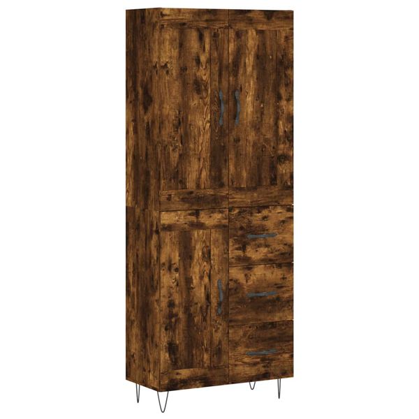 vidaXL Buffet haut Ch&ecirc;ne fum&eacute; 69,5x34x180 cm Bois d'ing&eacute;nierie