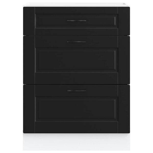 vidaXL Meuble bas de cuisine &laquo; Porto &raquo; en bois d'ing&eacute;nierie noir