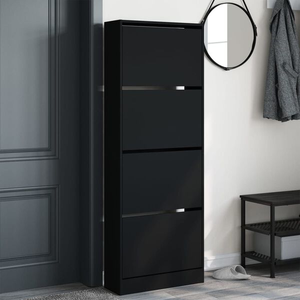 vidaXL Armoire &agrave; chaussures noir 60x21x163,5 cm bois d'ing&eacute;nierie